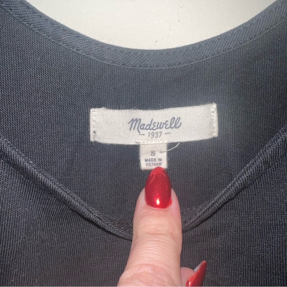 Madewell Black Curved Hem Tank Top with Side Slits - Size Small - Picture 6 of 6